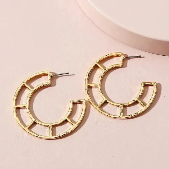 Anthropologie Gold Ladder Hoop Earrings - Picture 1 of 7